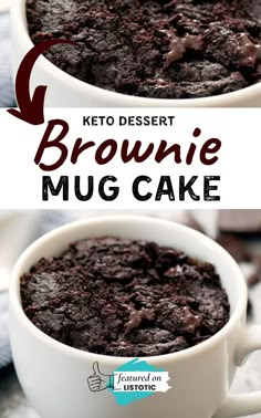 keto dessert brownie mug cake in a white bowl