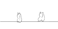 two penguins are sitting on a wire and one penguin is looking at another penguin in the distance