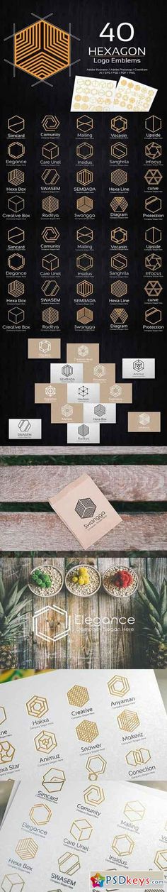 Hexagon Logo Emblems 1137195 Hexagon Logo, Typo Logo, 카드 디자인, Hexagon Design, Event Branding, Color Logo, Emblem Logo, Sacred Geometry