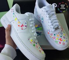 Nike Air Force 1 â Neon Rainbow Custom (Glow In The Dark) Air Force Shoes, Sneaker Nike, Nike Air Force One, Nike Air Shoes, Vintage Sneakers