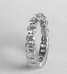 Half and Half Diamond Eternity Band Emerald Cut Eternity Band, Emerald Eternity Ring, Round Diamond Eternity Band, Ring Upgrade, Sapphire Eternity Band, Diamond Half Eternity Band, Half Eternity Ring Diamond, Diamond Eternity Band, Half And Half