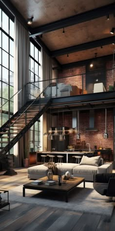 Modern loft design Industrial Comfort Room Design, Interior Design Styles Industrial, Modern Industrial Eclectic Decor, New York Loft Interior Design, New York Loft Apartment Interior Design, Nyc Apartment Industrial, Work Live Loft, Industrial Modern Design Interiors, New York Industrial Loft