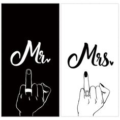 two posters with the words me and miss written in black and white, one has a finger