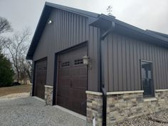 two garages are shown in front of each other