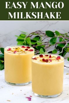 Mango Milkshake in two glasses Shrikhand Recipe, Drink Mango, 5 Minute Recipe, Mango Drink, Mango Milkshake, High Fiber Fruits, Indian Mango, Mango Drinks, 5 Minute Meals