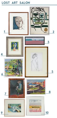 a bunch of pictures with different types of paintings on them and numbers in the bottom row