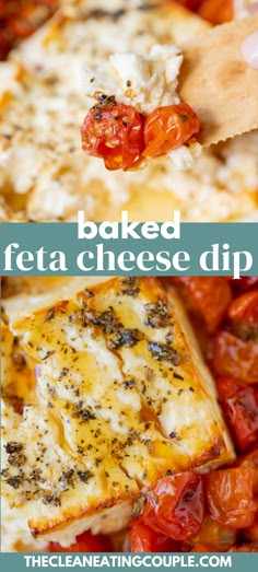 baked feta cheese dip with tomatoes and herbs