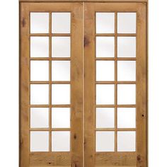 Krosswood Knotty Alder Int 12 Lite With Tempered Glass French Doors | UberDoors French Doors For Office, Clear Stain Wood, Dining Room French Doors, Provincial Stain, Door Dividers, Double Doors Exterior, Double Doors Interior, Stain Wood, Stained Doors