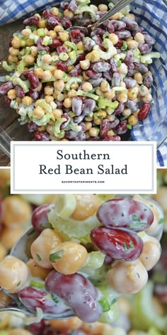 red bean salad in a bowl with the title above it