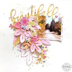 a card with flowers and the word beautiful on it