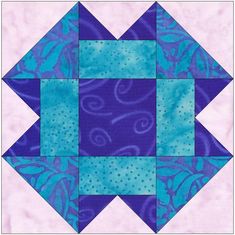 a blue and purple quilt block with an intricate design