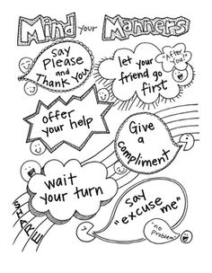 a coloring page with the words mind managers and speech bubbles in black ink on white paper