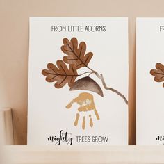 two little acorns cards with the words mighty trees grow and from little acorns