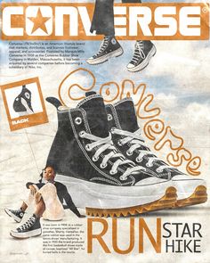 an advertisement for converse shoes is shown in this advertiser's newspaper article