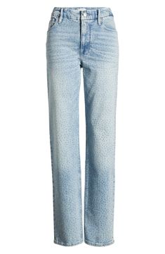 Designed to complement every body, these '90s-inspired jeans have a gap-proof contoured waist and full-length straight legs. 32" inseam; 15 1/2" leg opening; 11 1/2" front rise; 15 1/2" back rise (size 8) Zip fly with button closure Five-pocket style 79% cotton, 20% recycled cotton, 1% Lycra® spandex Hand wash, dry flat Made in Turkey Black Owned/Founded Slim Jeans Women, Iconic Clothes, High Waist Straight Leg Jeans, Good American Jeans, Coastal Granddaughter, Designer Pants, American Jeans, Best Icons, 90s Inspired