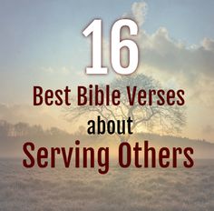 the words 16 best bible verses about serving others on a background of a field