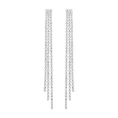 Blurring the lines between night and day accessories, you'll find endless outfits to wear this fabulous pair of long earrings with. They have a unique style with three waterfall rhinestone strands. Glittering crystals catch the light beautifully, adding major sparkle, making these earrings spectacular!  Silver tone earrings have hypoallergenic post backs made with surgical steel and measure 3.5 inches in length by 0.25 inch width.  Earrings feature stunning clear glass crystal rhinestones set in Multi Strand Pearl Necklace, Western Bracelets, Easter Jewelry, Western Necklaces, Casual Earrings, Western Earrings, Outfits To Wear, Night And Day, Silver Jewelry Necklace