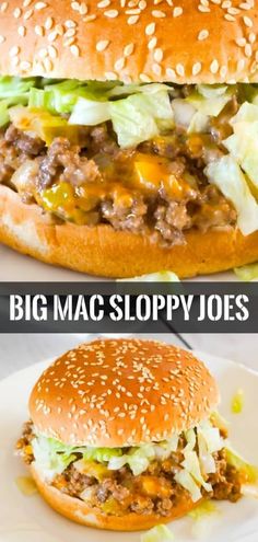 two pictures with different types of hamburgers and the words, big mac sloppy joes