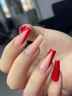 Work Nails, Long Acrylic, Red Nail, Acrylic Nails Coffin Short, Short Acrylic Nails Designs, Pink Acrylic Nails, Square Acrylic Nails, Xmas Nails