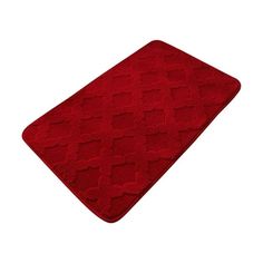 a red bathroom rug on a white background