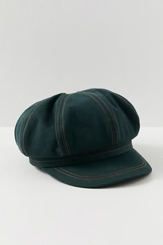 This vintage-inspired lieutenant cap is the perfect go-with-everything accessory. **Features:** Fitted style, textured denim fabrication, stitched detailing, slouchy top, and a short brim **Why We <3 It:** Throw this cap on when your hair is giving you hassle for an instantly put-together look. Lieutenant Hat, Tawny Autumn, Vampire Cafe, Textured Accessories, Fandom Crochet, Traveler Hat, Thrifting Outfits, Coastal Grandpa, Bronze Autumn