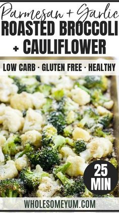 broccoli and cauliflower casserole with text overlay