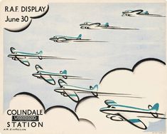 an advertisement for the raf display featuring airplanes flying in formation