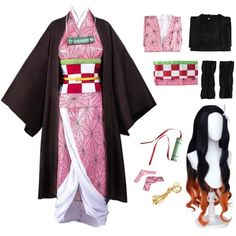 PRICES MAY VARY. feature: breathable and comfortable to wear Anime Cosplay Outfit Includes: 1*Kimono coat, 1*Cape, 1*belt, 1*belt rope, 2*Leg cover, 1*Headdress, 6*mouthpiece+wig， It's exactly like the anime characters.(The product is shown in the main image show） Anime Design: The design of our Nezuko Cosplay uniform is inspired by famous Japanese anime characters, Kamado Nezuko Cosplay. Wear this lady Nezuko costume and pair with a Nezuko wig, exactly look like the character. Size Note: Asian Nezuko Cosplay, Role Play Costume, Anime Kimono, Kimono Outfit, Pink Kimono, Girls Robes, Kimono Coat, Anime Cosplay Costumes, Women's Robe