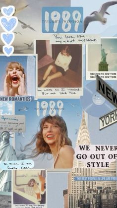 a collage of photos with the words new york and images of famous people in them