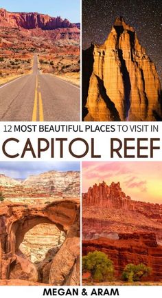 the cover of 12 most beautiful places to visit in capitol reef