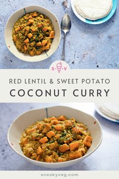 one pot red lentil and sweet potato coconut curry is the perfect side dish for lunch