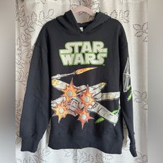 Nwot Disney - Star Wars Sweatshirt/Hoodie Size Medium **Smoke Free Home** Pop Culture Black Hoodie With Graphic Print, Black Pop Culture Hoodie With Graphic Print, Pop Culture Graphic Print Hooded Top, Black Pop Culture Tops For Winter, Black Cartoon Print Hoodie Top, Black Hooded Top With Cartoon Print, Pop Culture Hooded Cotton Top, Hooded Graphic Print Top For Fan Gear, Hooded Character Print Top For Streetwear