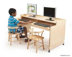 Whitney Brothers Adjustable Computer Desk | Kids Collection | Modishstore Preschool Furniture, Adjustable Computer Desk, Classroom Desk, Kids Computer, Computer Station, Furniture Logo, Reclaimed Furniture, Kids' Desk, Desk Height