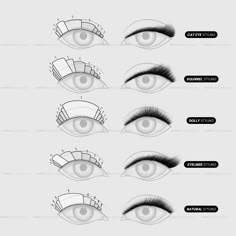 Lash Shapes Eyelash Extensions, Different Eye Shapes Charts, Eye Mapping, Lash Chart, Hooded Eye Eyelash Extensions, Extension Ciglia One To One, Lashes Types, Lash Mapping For Different Eye Shapes, Eyelashes Extensions Styles