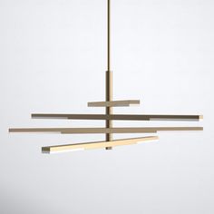 a chandelier hanging from the ceiling with three lights on each side and four bars across the bottom