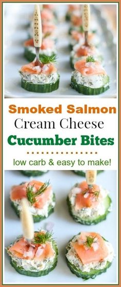 the cover of smoked salmon cream cheese cucumber bites