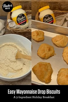 the process of making homemade mayonnaise drop biscuits