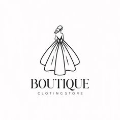 the logo for boutique clothing store with a woman's dress in black and white