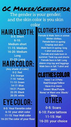 the color guide for hair and skin is shown in this graphic style, which includes different colors