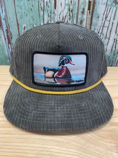 Wood Duck Patch Trucker Hat 5 panel Corduroy Rope Hat AG Outfitters Exclusive Design, art by Dustin Dattilio! Patch is hand stitched on hat Wood Duck, Wood Ducks, Fashion Killa, Hand Stitched, Trucker Cap, Hand Stitching, Exclusive Designs, Army Green, Caps Hats