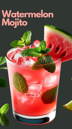 a watermelon mojito with mints and lime