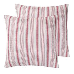 two red and white striped pillows