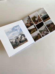 an open photo book with multiple pictures on it