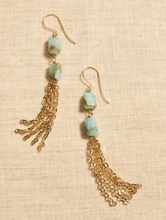 Aureus + Argent | Peruvian Opal Tassel Earrings | Banana Republic Homemade Jewelry Not On The High Street, Simple Bead Earrings Bohemian, Dangly Earrings Bead, Elegant Turquoise Jewelry With Latkans, Bracelets For Summer, Tropical Sea, Beaded Earrings Diy, Andes Mountains, Peruvian Opal