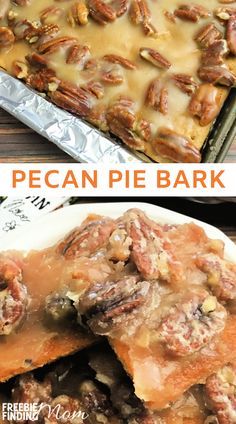 this pecan pie bark is an easy dessert that's ready to be eaten