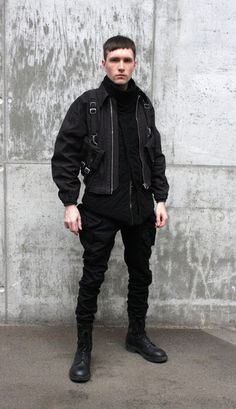 Techno Style, Techno Outfit, Black Outfit Men, Cyberpunk Clothes, All Black Fashion, Concept Clothing, Rave Outfit, Dark Outfits, Futuristic Fashion