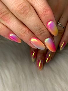 Spring Nails Ombré Aura Nails, Airbrush Nail Designs Ombre, Neon Aura Nails, Airbrush Nail Designs, Nail Designs Ombre, Airbrush Nail, Aura Nails, Airbrush Nails, Nails Spa