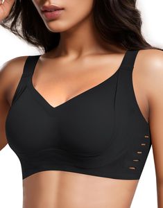 PRICES MAY VARY. V NECK BRA & SEAMLESS FIT: The V neck design of this push up bralette gives you a sexy cleavage look, shaping a good breast shape; The no wire seamless bra comfortably wraps around your bust, leaving no marks, remaining invisible under various clothing options NO UNDERWIRE & HOLLOW OUT SIDE WING: Our wireless bra increase side ratio, collect underarm & back fat, beautify the back line, make wearing more comfortable and beautiful, wear more sexy rounded breast shape; Hollow out s Wireless Bras, Bra For Women, Lounge Bra, Comfortable Bras, Full Coverage Bra, Everyday Bra, Yoga Fashion, Seamless Bra, Wireless Bra