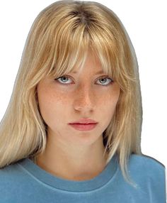 Blonde Hair Freckles, Blonde Freckles, Freckles Natural, Blonde With Freckles, Bardot Bangs, Baby Highlights, Hairstyles For All Hair Types, French Look, Blonde Bangs