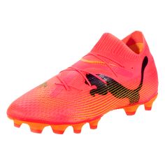 the nike superfly fg soccer cleat is shown in neon pink and black